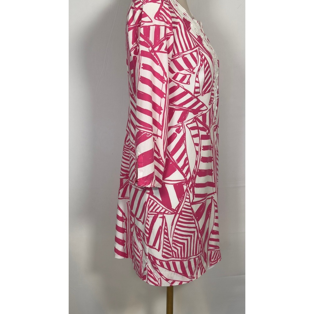 Lilly Pulitzer Pink White with Beaded Detail Shift Dress Size Small - Picture 5 of 11